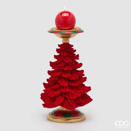 EDG Enzo De Gasperi Pine Candle Holder Christmas H36 cm Green Red – Christmas Decoration