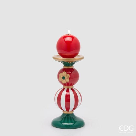 EDG Enzo De Gasperi Spherical Candle Holder Christmas H23 Ø11 cm Green Red – Christmas Decoration