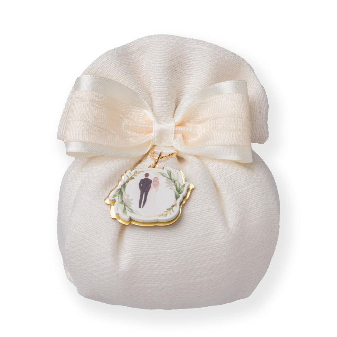 Creazioni per Enzo Favour Pouch Ecru Fabric Gift Bag 13x14 cm Pack of 10 Pieces