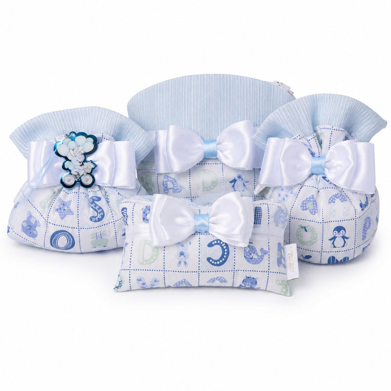 Enzo Creations Baby Letter Pouch Light Blue 11x9 cm Favour Holder Box of 10 Pieces