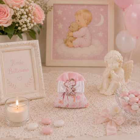 Enzo Creations Baby Letter Pink Bomboniera Bag 14x13 cm Sweet Favour Pack of 10 Pieces