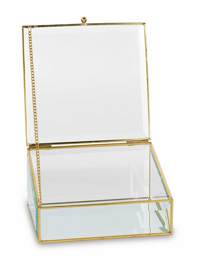 Cupido&amp;Co. Set of 2 Inclined Boxes 180 x 120 x H 75 Mm 240 x 170 x H 105 Mm Gold Glass