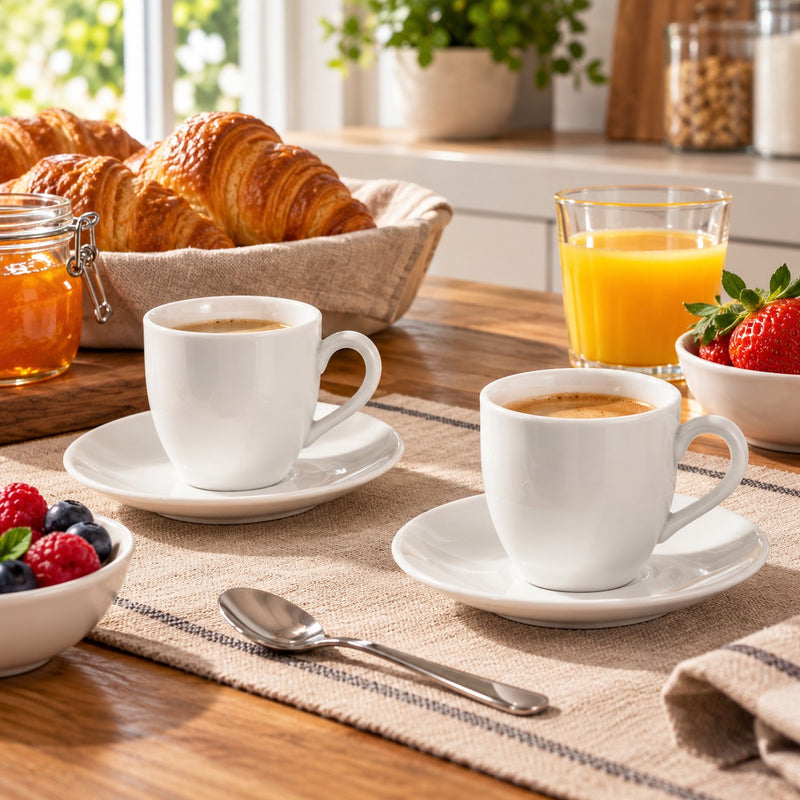 Ad Trend Servizio da Caffè in Porcellana per 6 Persone – Set Tazzine da Caffè Elegante per la Tavola e la Casa
