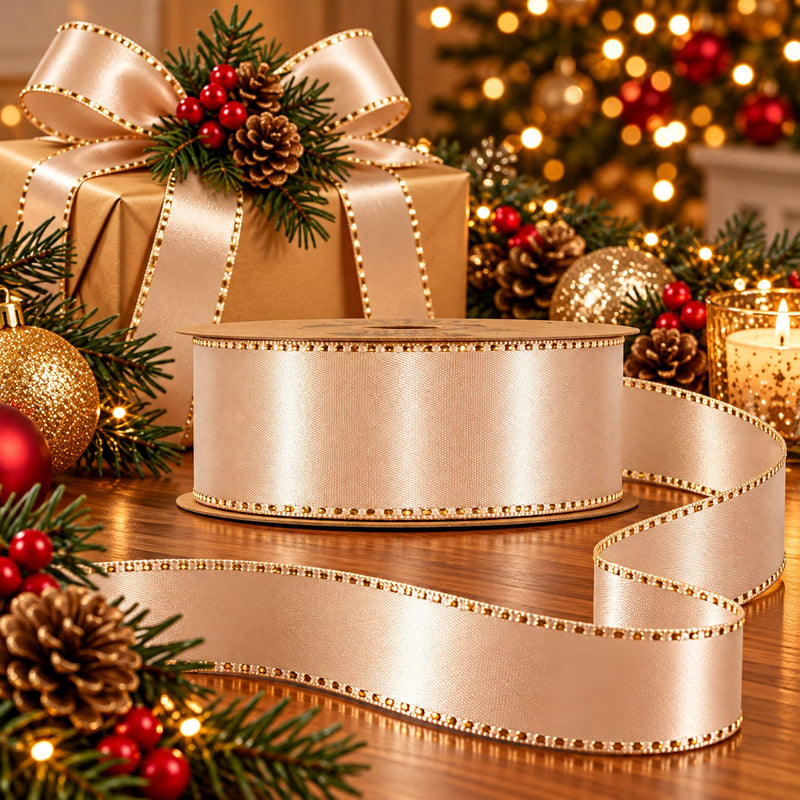Piovaccari Nastro Satinée Rose Dust 25 mm x 20 m – Antique Pink Satin Ribbon for Bows, Gift Wrapping and Christmas Decorations