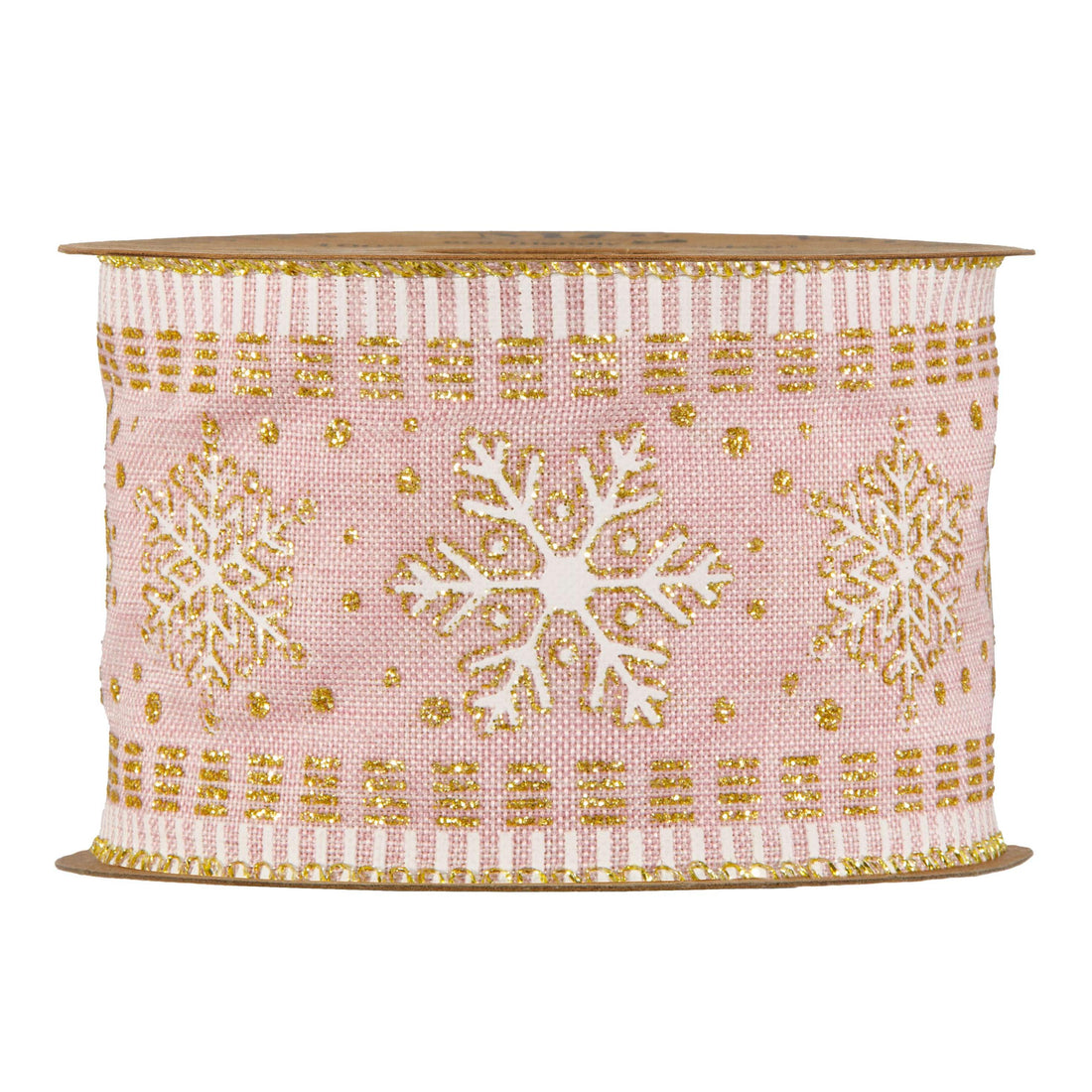 Piovaccari Snowflake in Pink Christmas Ribbon 63 mm x 10 m – Decorative Snowflake Ribbon for Christmas Trees, Bows and Gift Wrapping