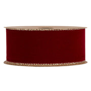Piovaccari Ribbon Double Sides Velvet & Glitter Dark Red 40 mm x 10 m – Velvet and Glitter Christmas Ribbon for Christmas Trees, Bows and Gift Wrapping