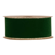 Piovaccari Ribbon Double Sides Velvet & Glitter Dark Green 40 mm x 10 m – Velvet and Glitter Christmas Ribbon for Christmas Trees, Bows and Gift Wrapping