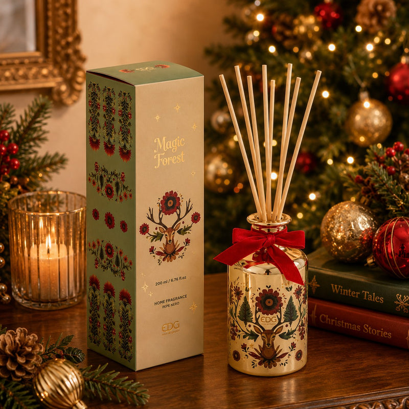 EDG Enzo De Gasperi Christmas Diffuser Bottle 200 ml Black Pepper H15 Ø8 cm – Room Diffuser