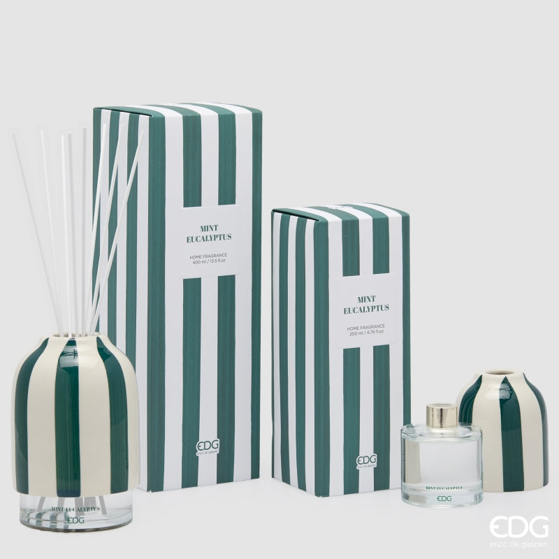 EDG Enzo De Gasperi Striped Bottle Diffuser Mint Eucalyptus 200 ml – Room Diffuser