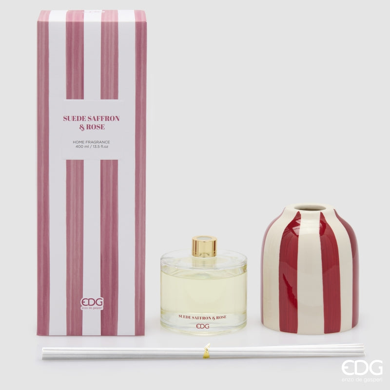 EDG Enzo De Gasperi Striped Bottle Diffuser Saffron and Rose 200 ml – Room Diffuser