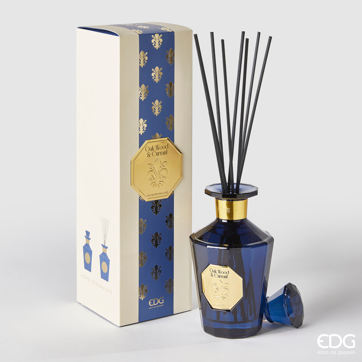 EDG Enzo De Gasperi Profumatore Bottiglia Goldlily 500ml + Bastoncini H21 Oak Wood & Currant