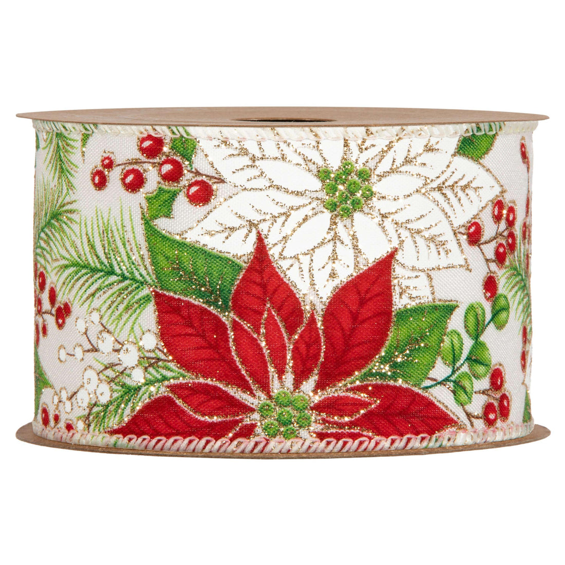 Piovaccari Nastro Stella di Natale 63 mm x 10 m – Decorative Christmas Ribbon with Poinsettia Motif for Trees, Bows and Gift Wrapping