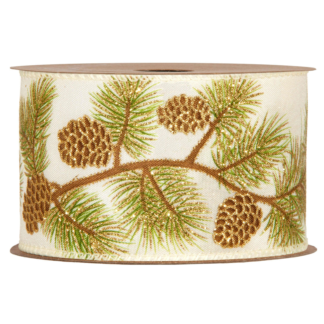 Piovaccari Pigne Ribbon 63 mm x 10 m – Christmas Decorative Ribbon with Pine Cone Pattern for Christmas Trees, Bows and Gift Wrapping
