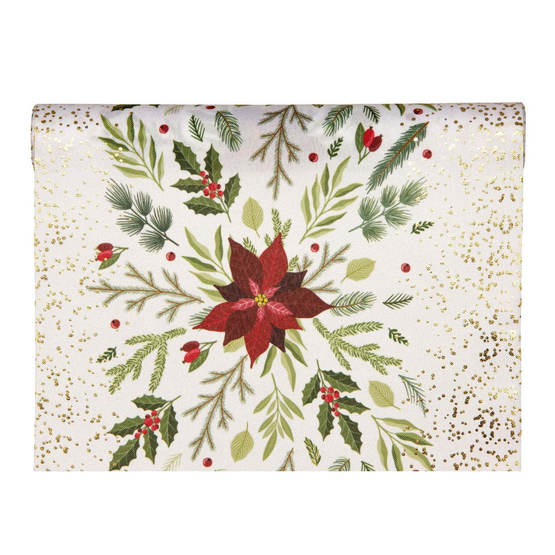 Piovaccari Runner Christmas Star with Gold 28 cm x 2.5 m – Christmas Table Runner with Golden Stars for Table Decorations, Centrepieces and Christmas Displays