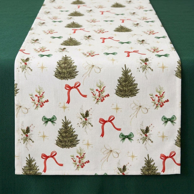 Piovaccari Runner Christmas Tree 28 cm x 2.5 m – Christmas Table Runner with Christmas Tree Pattern for Table Decorations, Centrepieces and Christmas Decor