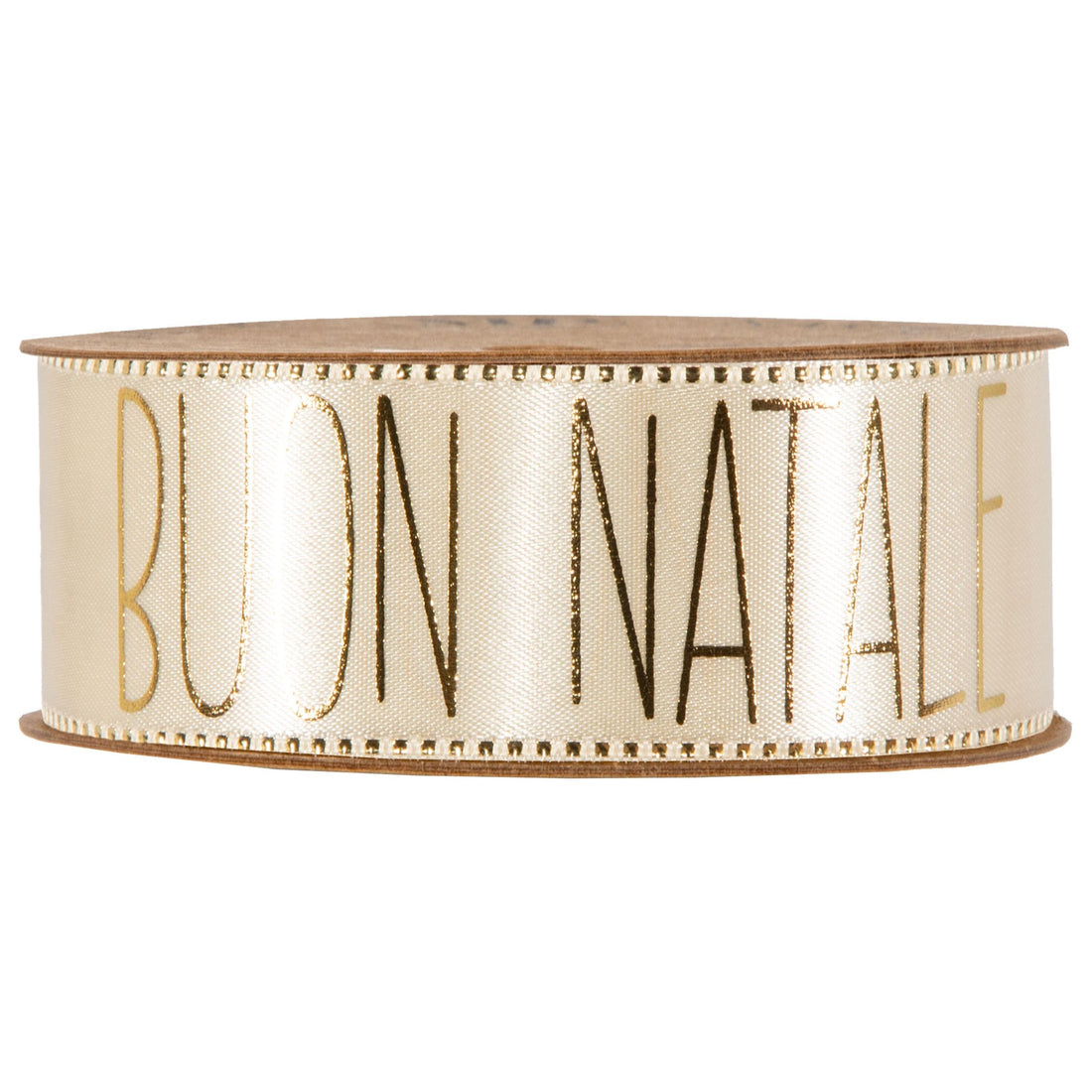 Piovaccari Nastro Buon Natale Cream 40 mm x 15 m – Cream Christmas Decorative Ribbon with "Buon Natale" Lettering for Trees, Bows, Gift Parcels and Christmas Decorations