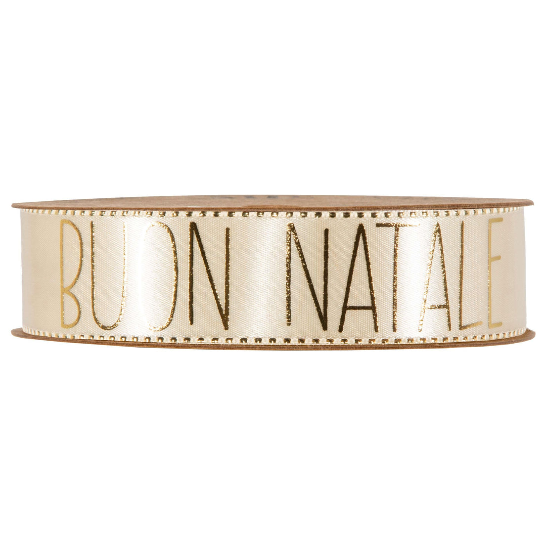 Piovaccari NASTRO BUON NATALE MM25X15MT CREAM Piovaccari Buon Natale Cream Ribbon 25 mm x 15 m – Cream Christmas Decorative Ribbon with "Buon Natale" Lettering for Trees, Bows, Gift Parcels and Christmas Decorations
