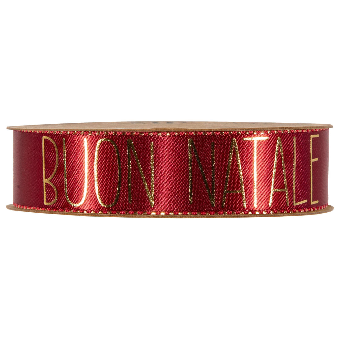 Piovaccari Nastro Buon Natale Red Dahlia Red 25 mm x 15 m – Decorative Christmas Ribbon with "Buon Natale" Lettering for Trees, Bows, Gift Parcels and Christmas Decorations
