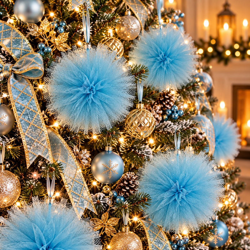 Piovaccari Pon Pon Light Blue Ø25 cm – Christmas Decoration for Christmas Trees, Festive Ornaments, Parties and Decorative Displays