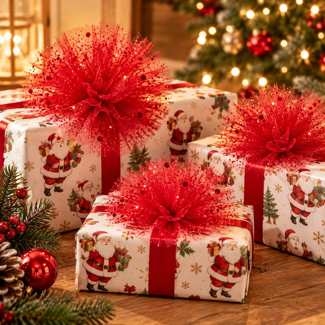 Piovaccari Pon Pon Red Ø16 cm – Christmas Decoration for Christmas Trees, Festive Trimmings, Parties and Decorative Displays