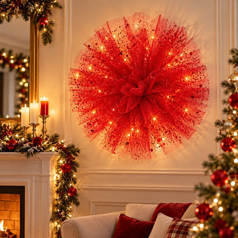 Piovaccari Red Pom Pom Ø50 cm – Christmas Decoration for Christmas Trees, Festive Trimmings, Parties and Decorative Displays