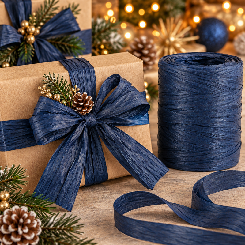 Piovaccari Paper Raphia Blue 5-8 mm x 100 m – Blue Paper Raphia for Decorations, Bows, Gift Wrapping and DIY