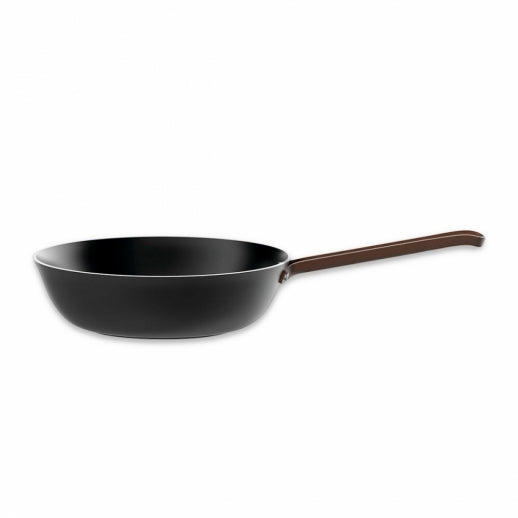 High Frying Pan Alessi Edo 28 cm Brown with Long Handle – Steel Frying Pan Elegant Design