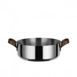 Alessi EDO Low Casserole D 24 Cm with Two Handles in Stainless Steel and Brown PVD