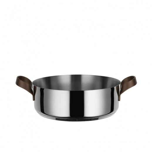 Alessi EDO Low Casserole D 24 Cm with Two Handles in Stainless Steel and Brown PVD