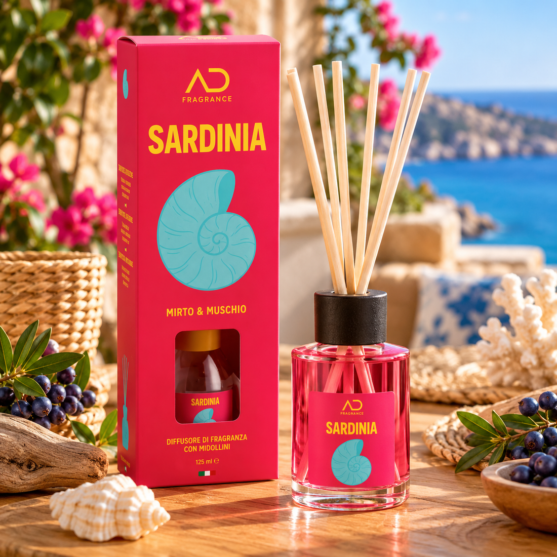 Ad Trend Diffusore di Fragranza Sardinia con Midollini 125 ml – Profumatore per Ambienti e Arredo Casa