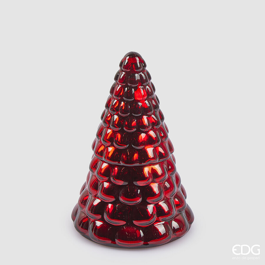 EDG Enzo De Gasperi Christmas Candle Pine with Scent Vase H 19 Cm D 12 Cm Cranberry