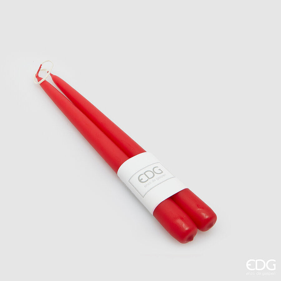 EDG Enzo De Gasperi Set 2 Candele a Stelo Rosse H25 Ø2,2 cm – Candele Decorative di Natale