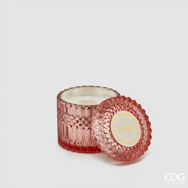 EDG Enzo De Gasperi Crystal Candle with Vase + Gift Box H 8.5 Cm D 9 Cm 160gr Pink