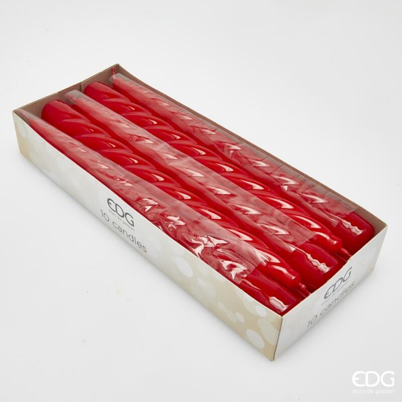 EDG Enzo De Gasperi Twist Stem Candle H 23 Cm D 22 Mm Pack 10 Pcs Red
