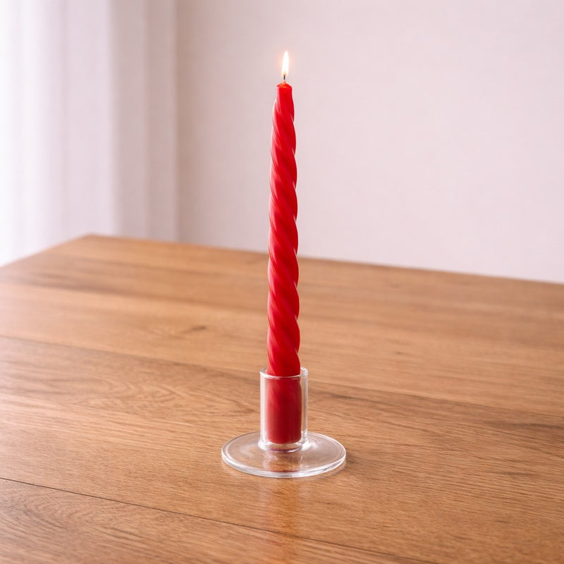 EDG Enzo De Gasperi Twist Stem Candle H 23 Cm D 22 Mm Pack 10 Pcs Red
