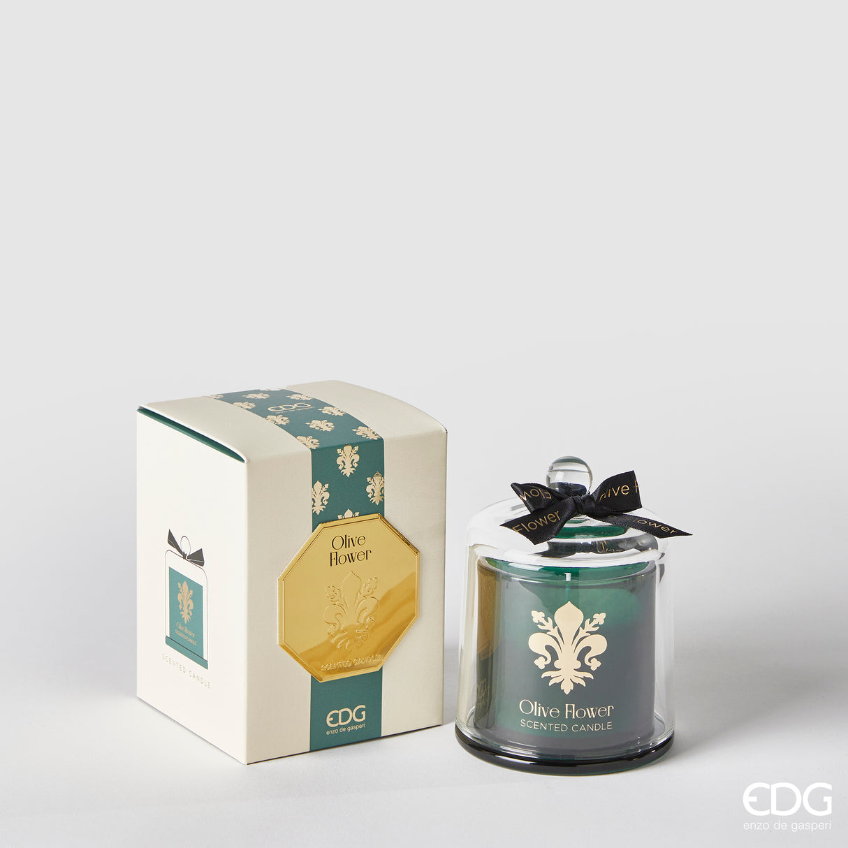 Goldlily Candle W/Dome H13 C3 Olive Flower