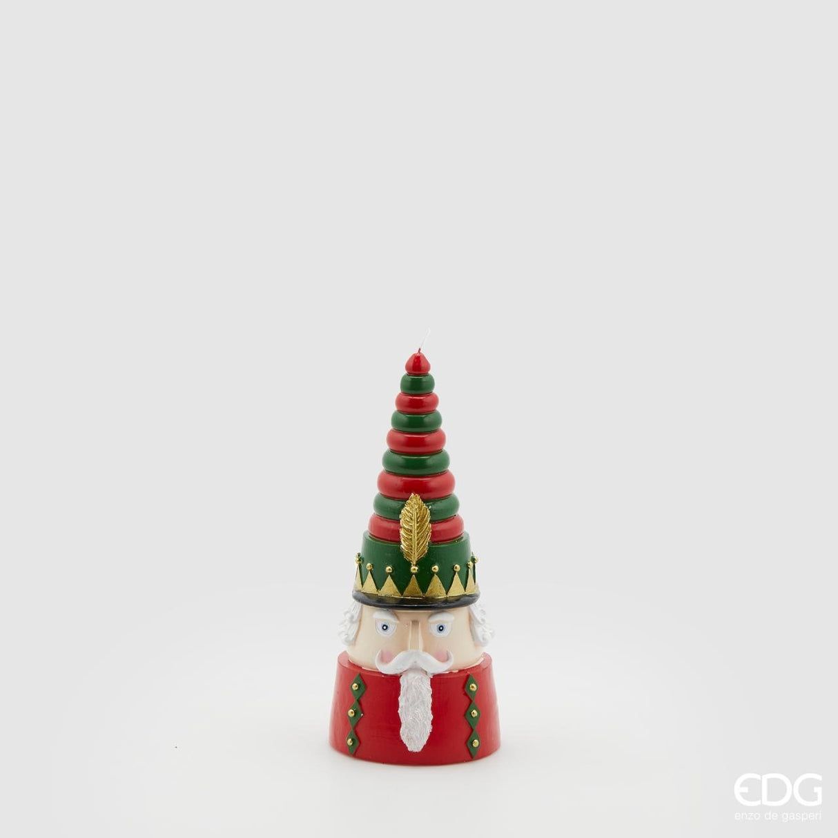 Christmas Candle Soldier Cone H20 D9 Green Red