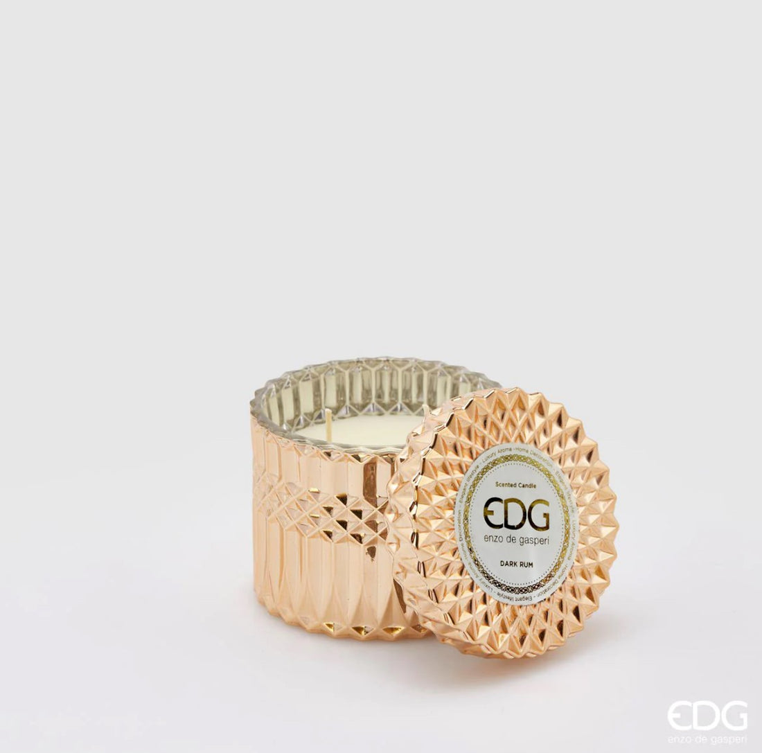 EDG Enzo De Gasperi Crystal Candle New + Gift Box H10,5 D11 Dark Rum