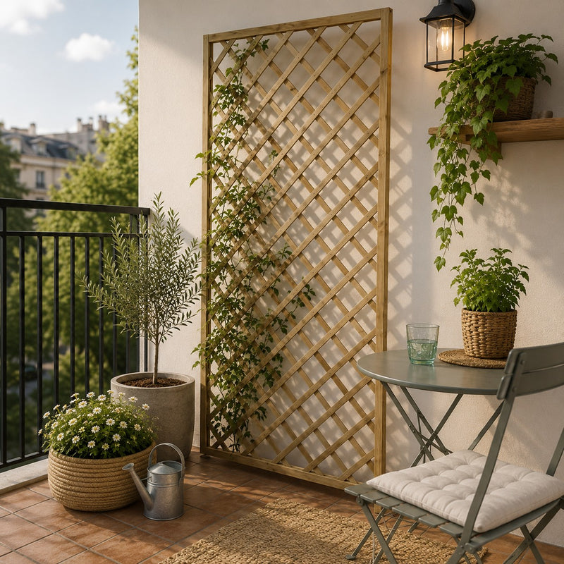 L'Arcolaio Rectangular Garden Wooden Trellis 100x200cm Impregnated Wood