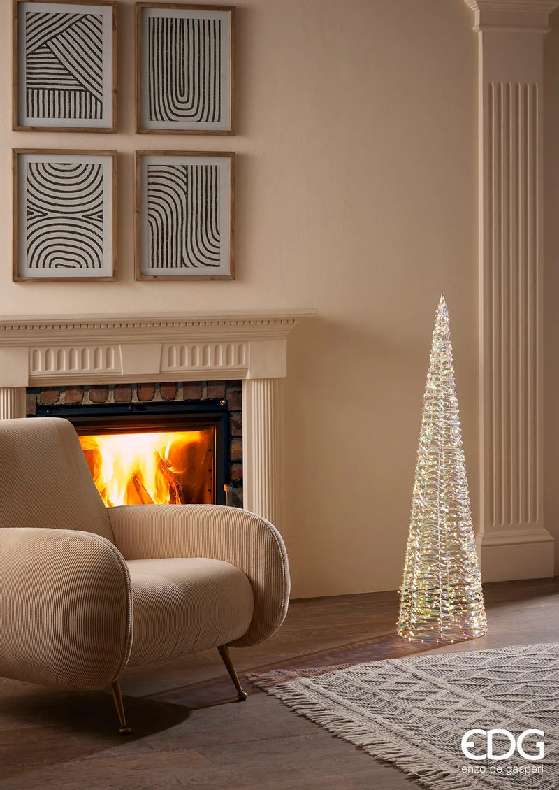 EDG Enzo De Gasperi Christmas Tree Led Stripes Cone 720 MicroLed H 120 Cm D 30 Cm Gold
