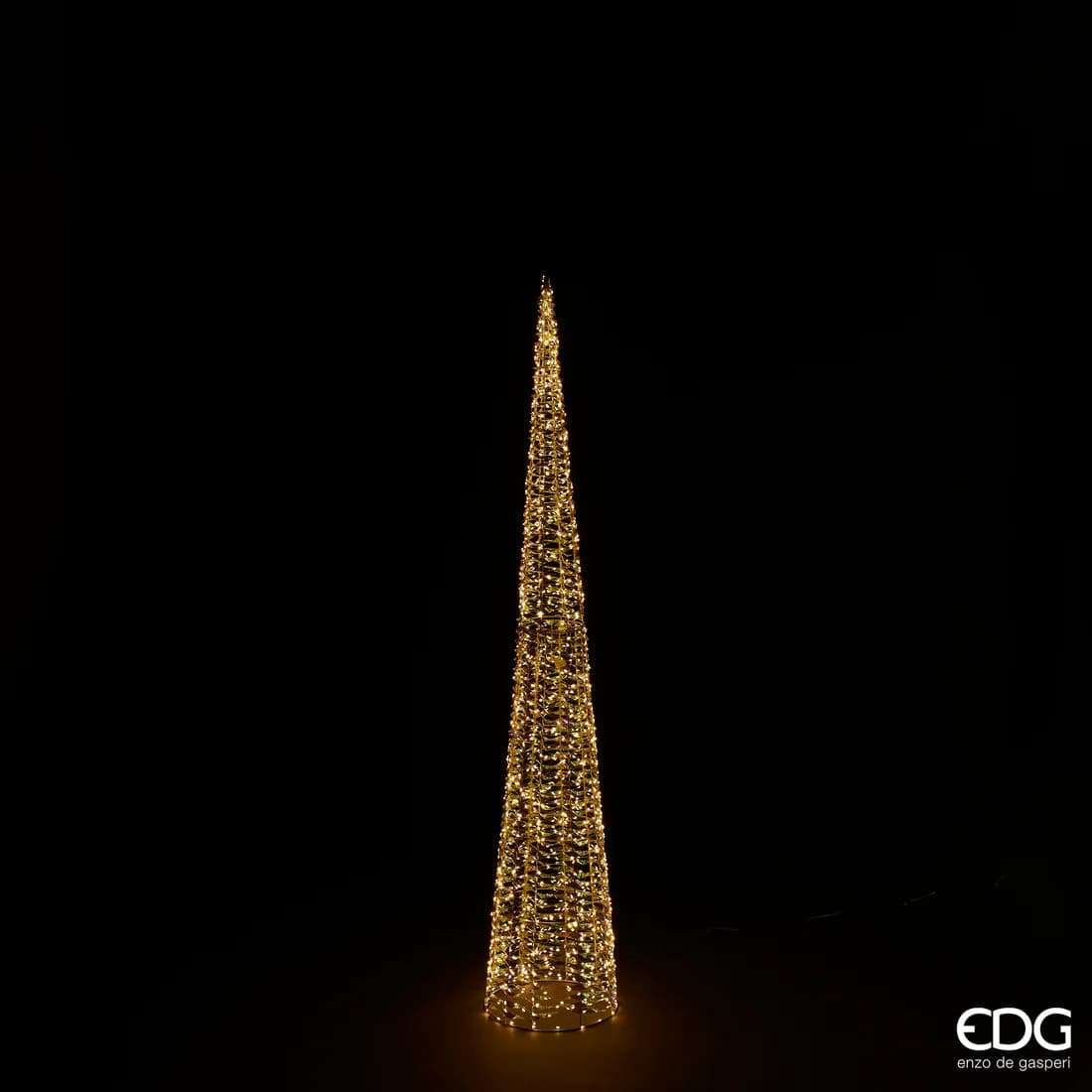 Led Stripes Cone Christmas Tree 1800 MicroLed H 180 Cm D 34 Cm Gold