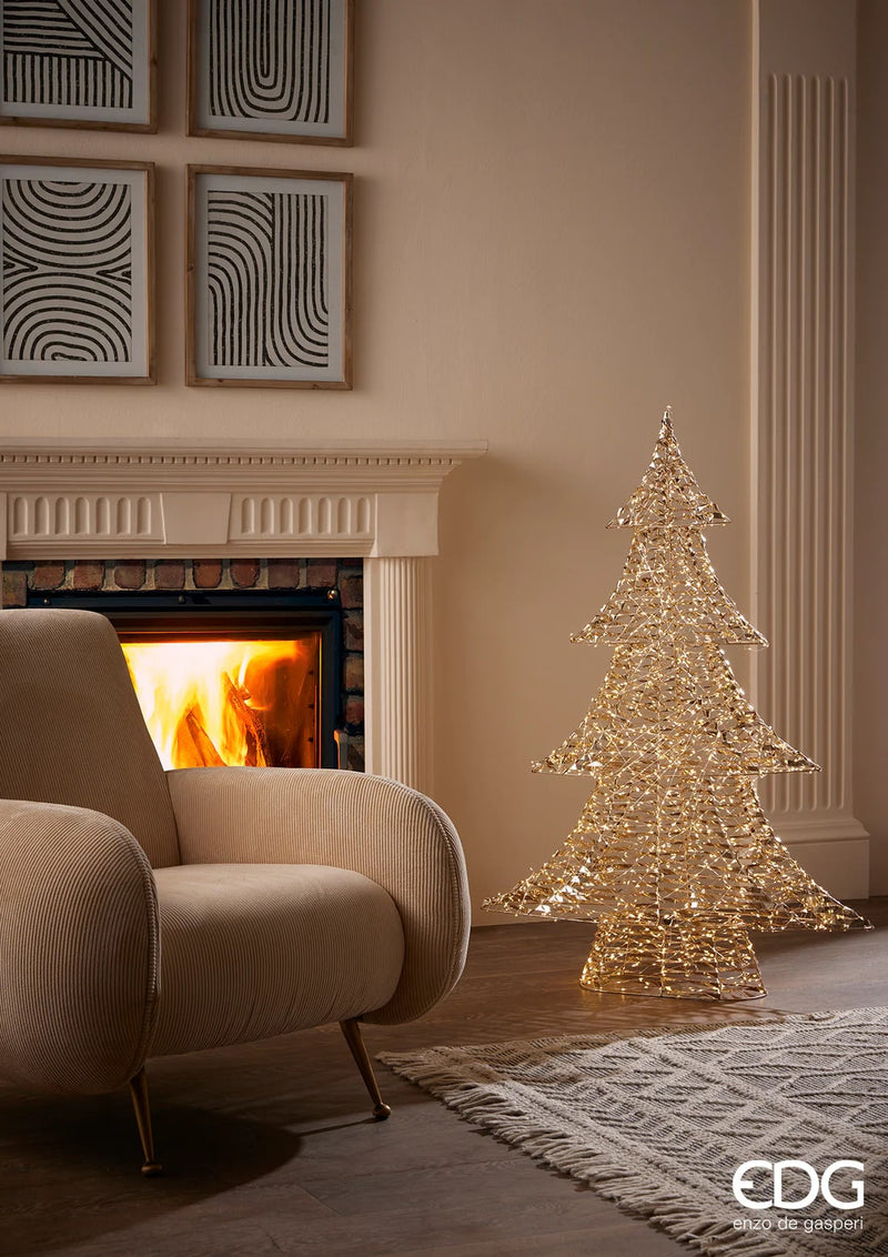 EDG Enzo De Gasperi Christmas Tree Led Stripes 1.800 MicroLed H 122 Cm W 82 Cm W 20 Cm Gold
