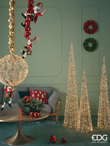 EDG Enzo De Gasperi Christmas Tree Led Stripes Cone 2400 MicroLed H 210 Cm D 40 Cm Gold
