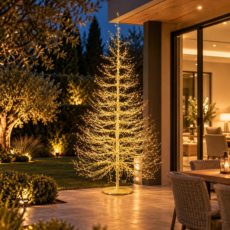 EDG Enzo De Gasperi Beech Christmas Tree Rich Gold 2690 MicroLED H210 Ø130 cm IP44 – Outdoor Illuminated Tree