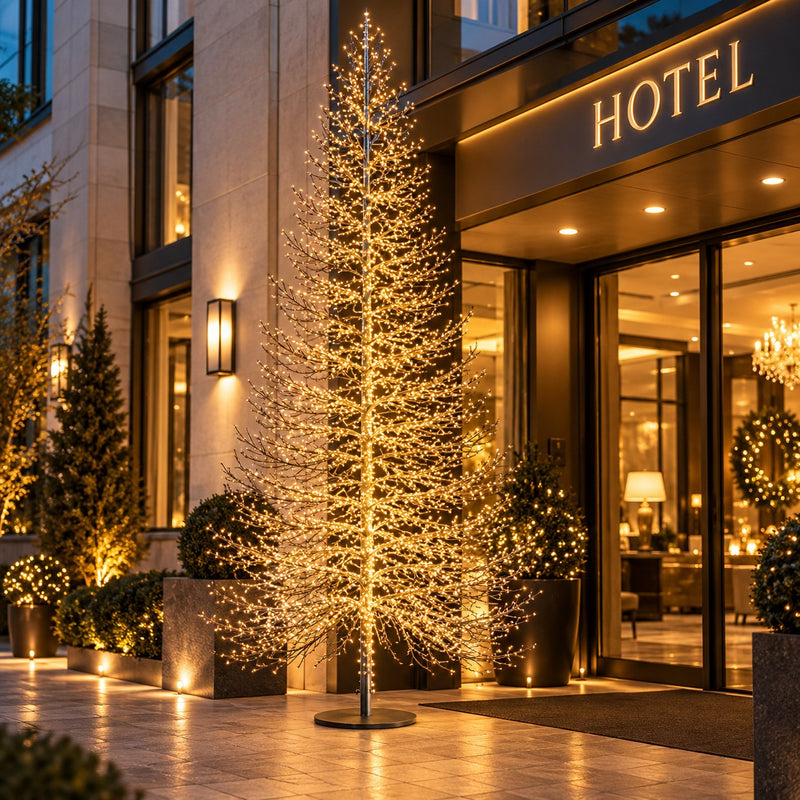EDG Enzo De Gasperi Christmas Tree Beech Rich Black 6590 MicroLED H300 Ø180 cm IP44 – Outdoor Illuminated Christmas Tree
