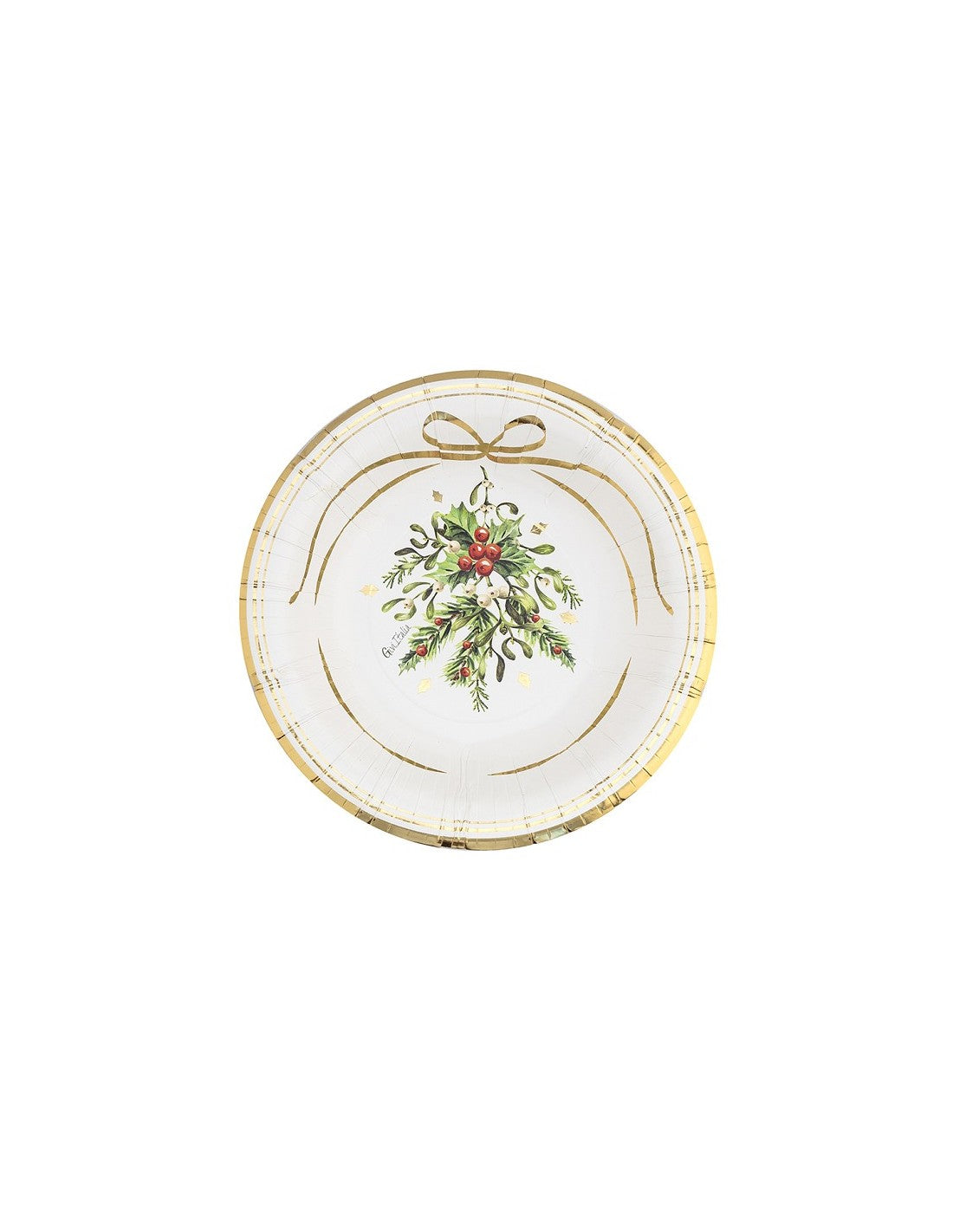 Paper plates (8 pcs) - Merry Gold Christmas 21 cm