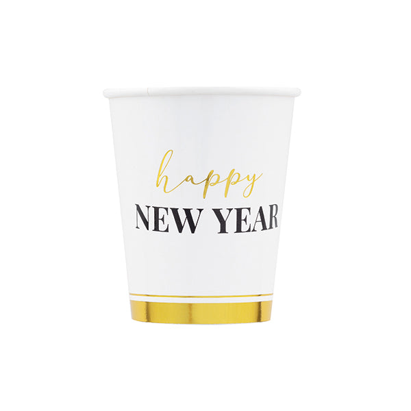 Givi Christmas Glasses Happy New Year Clock White 250 Cc 8 Pcs