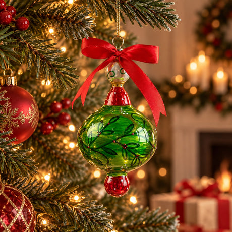EDG Enzo De Gasperi Christmas Decoration Spinning Top with Branches H15 cm Green Red – Tree Ornament