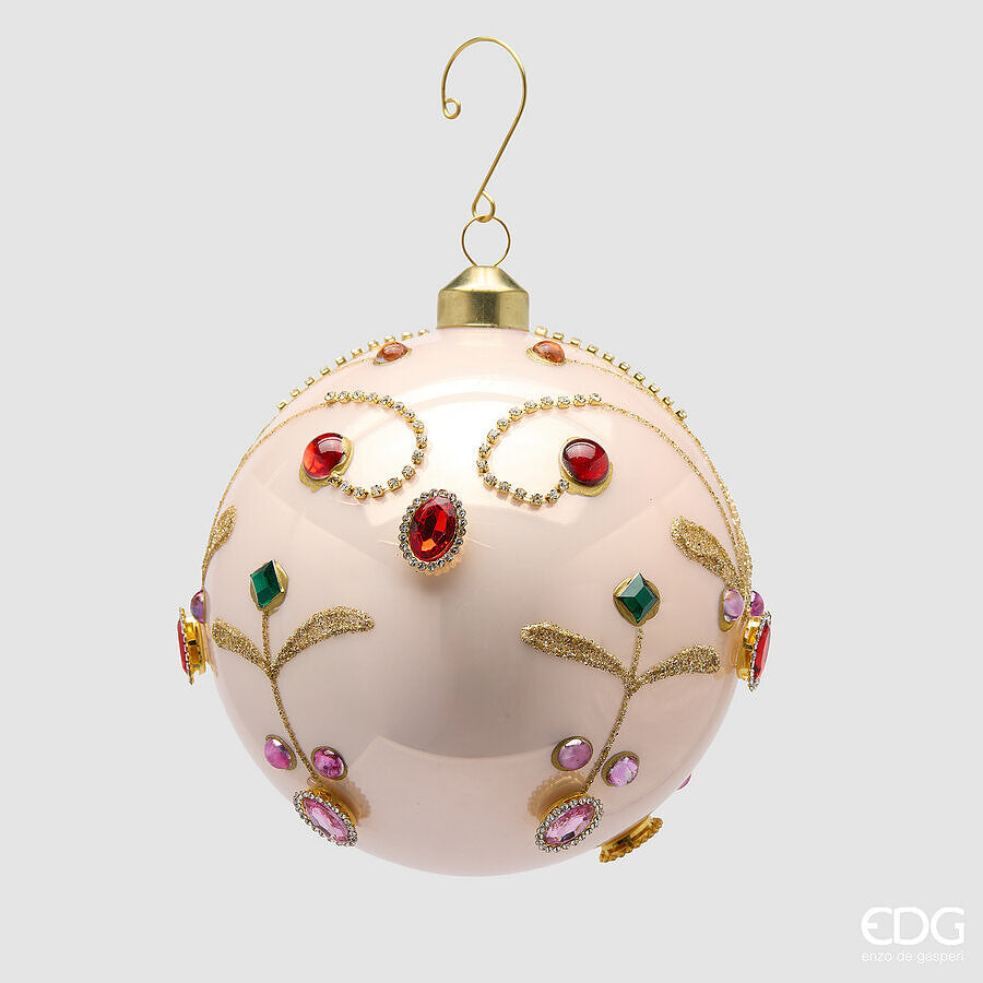 EDG Enzo De Gasperi Palla di Natale con Gemme Ø12 cm Rosa Mix – Addobbo per Albero di Natale