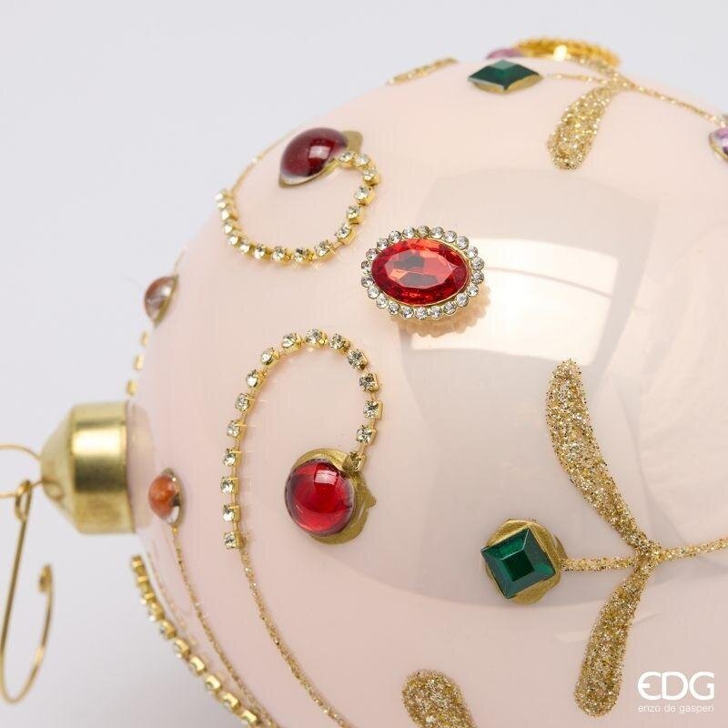 EDG Enzo De Gasperi Palla di Natale con Gemme Ø12 cm Rosa Mix – Addobbo per Albero di Natale